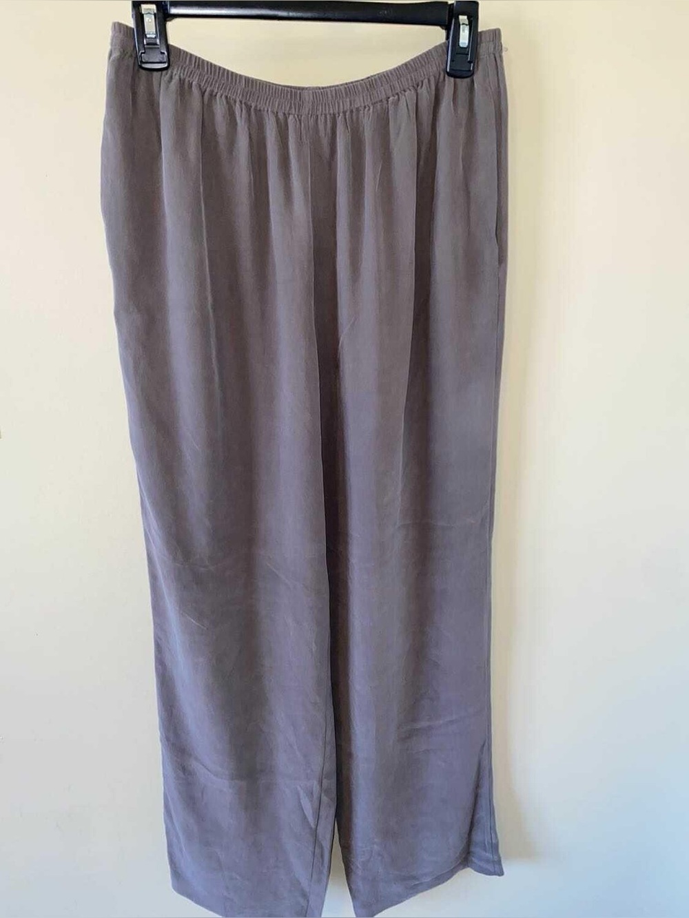 Eileen Fisher Silk Crepe Georgette Pull On Relaxed Flow  Brown Pants S Like New - Picture 3 of 5